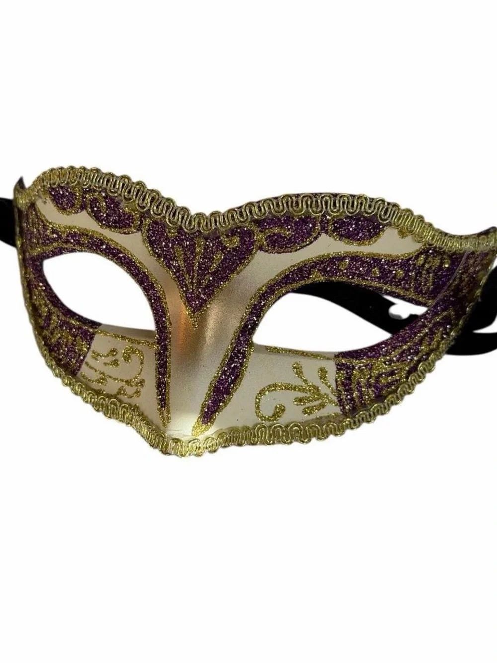 Purple & Gold Glitter Venetian Masquerade Mask Costume Accessory